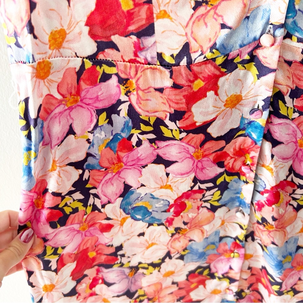 Monsoon UK Floral Colorful Button Down Short Sleeve Midi Dress Size US 8 - Picture 6 of 8